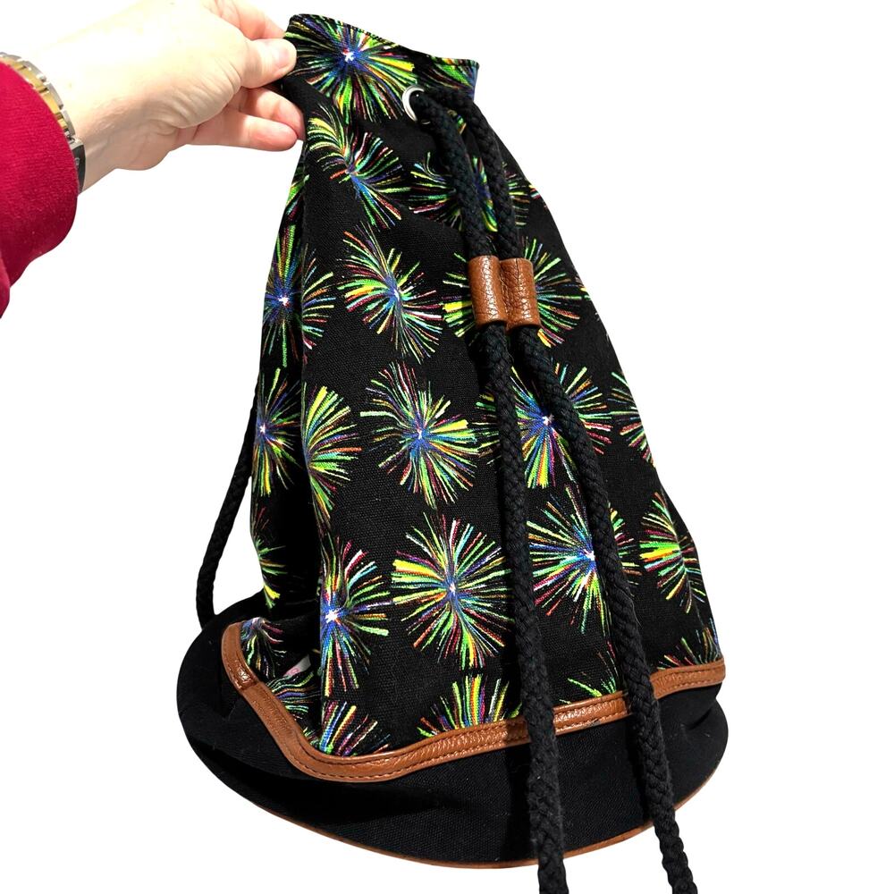 ECHO canvas cotton duffel bag drawstring beachy bucket multi color fireworks